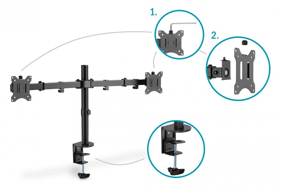 Imagine Suport masa pentru 2 monitoare 15-32", Digitus DA-90400