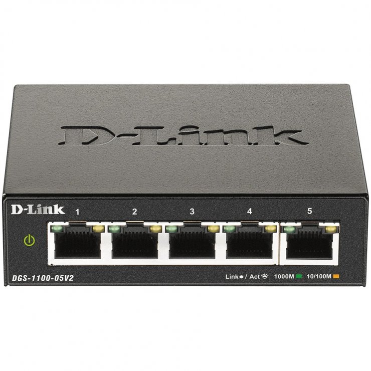 Imagine Switch smart 5 porturi Gigabit, carcasa metalica, D-LINK DGS-1100-05v2