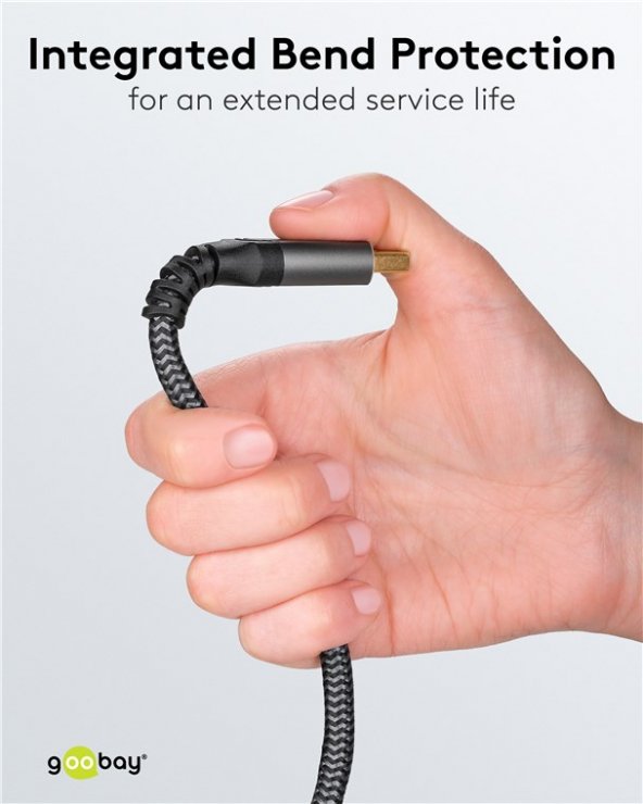 Imagine Cablu Displayport 8K120Hz/4K240Hz 2m brodat Alb/Negru, Goobay G77445