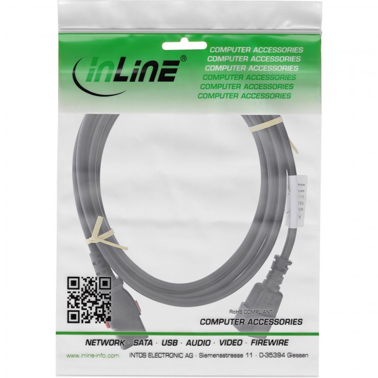 Imagine Cablu prelungitor de alimentare C13 lockable la C14 1m, InLine IL16931L