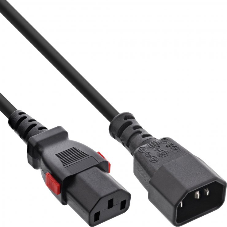 Imagine Cablu prelungitor de alimentare C13 lockable la C14 1m, InLine IL16931L