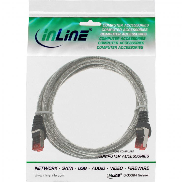 Imagine Cablu de retea RJ45 S/FTP PiMF Cat.6 3m Transparent, InLine IL76403T