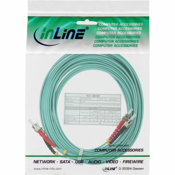 Imagine Cablu fibra optica Duplex Multimode ST-ST LSOH OM3 10m, InLine IL81510O