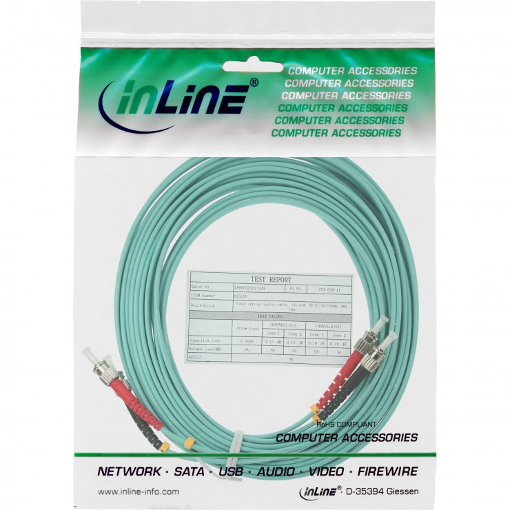 Imagine Cablu fibra optica Duplex Multimode ST-ST LSOH OM3 15m, InLine IL81515O