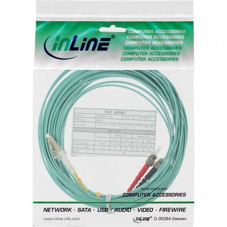 Imagine Cablu fibra optica Duplex Multimode LC-ST LSOH OM3 15m, InLine IL88515O