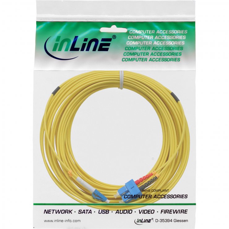 Imagine Cablu fibra optica Duplex Singlemode LC-SC LSOH OS2 5m, InLine IL88656