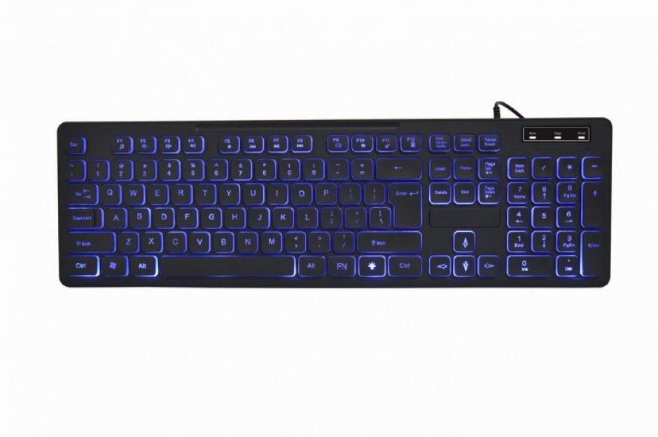 Imagine Tastatura Multimedia USB backlight 3 culori Black, Gembird KB-UML3-02