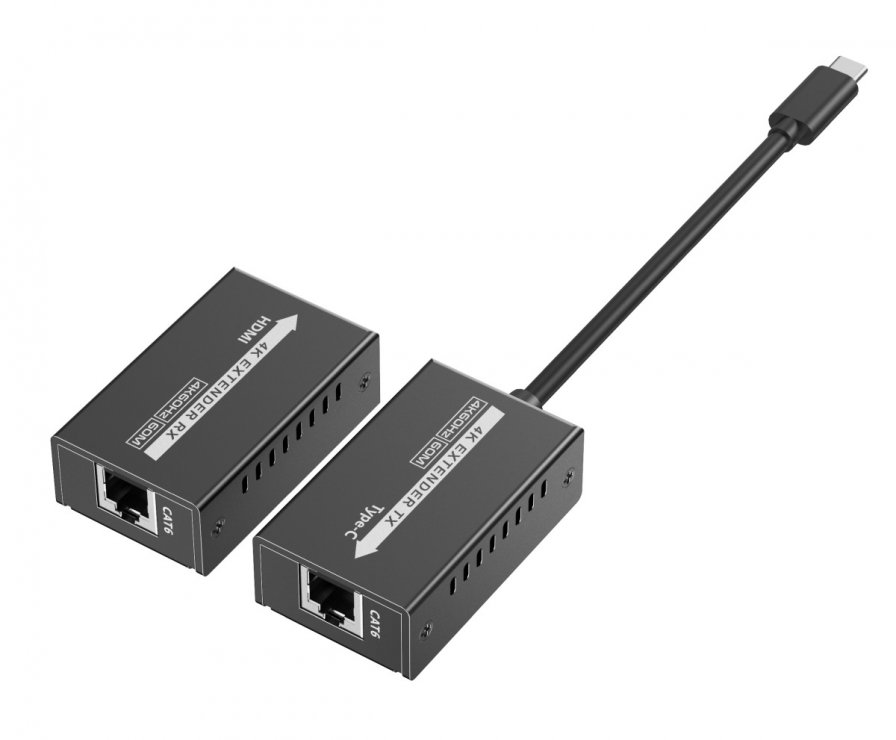 Imagine Extender USB type C la HDMI via Cat5e/6/6a 4K@60Hz max. 60m, khext60-11