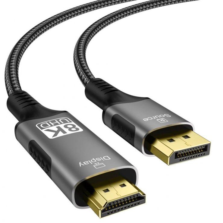 Imagine Cablu Displayport la HDMI 8K60Hz/4K144Hz brodat 2m, kportadk06-02