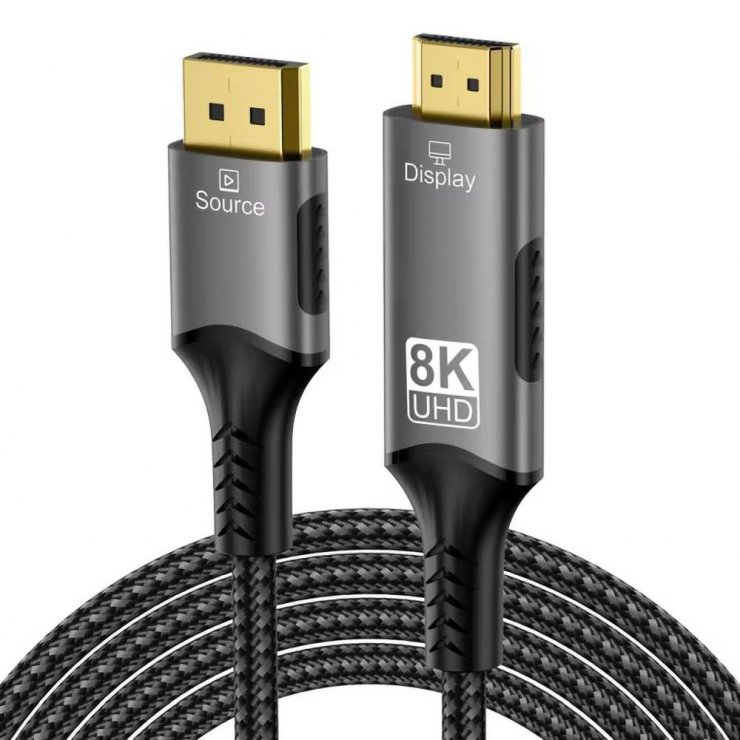 Imagine Cablu Displayport la HDMI 8K60Hz/4K144Hz brodat 2m, kportadk06-02
