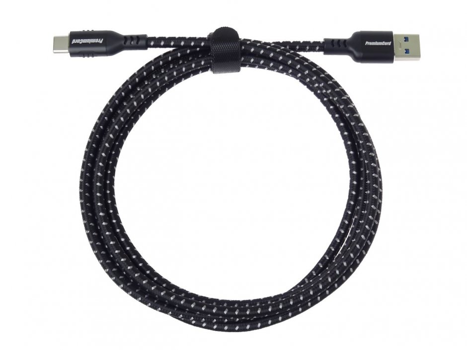Imagine Cablu USB 3.2-A la USB type C T-T 0.5m brodat Negru, ku31cx05