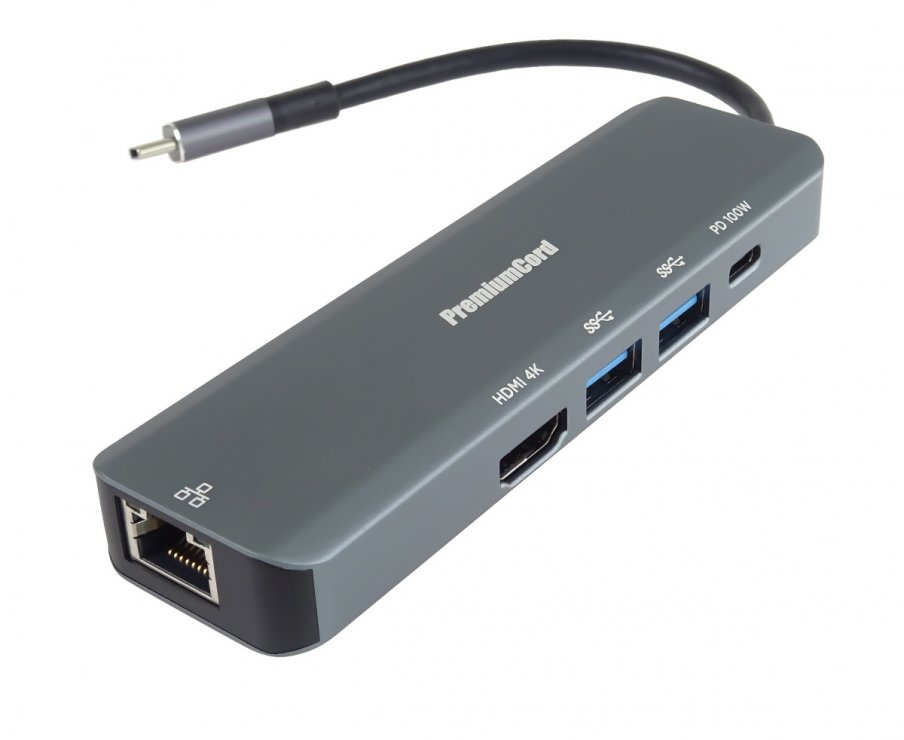 Imagine Docking station USB type C la HDMI 4K30Hz + 2 x USB-A + Gigabit LAN + PD 100W, ku31dock19