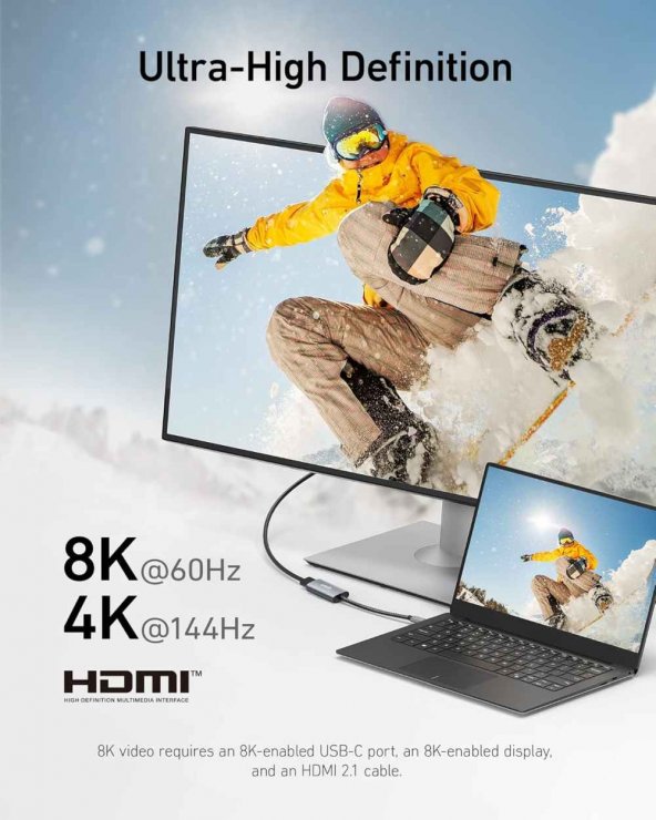 Imagine Adaptor USB type C la HDMI 8K60Hz/4K144Hz T-M 0.2m, KU31HDMI24