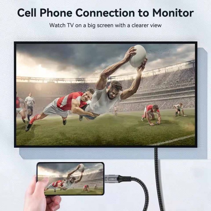 Imagine Cablu USB type C la HDMI 8K60Hz/4K144Hz brodat 2m, ku31hdmi27