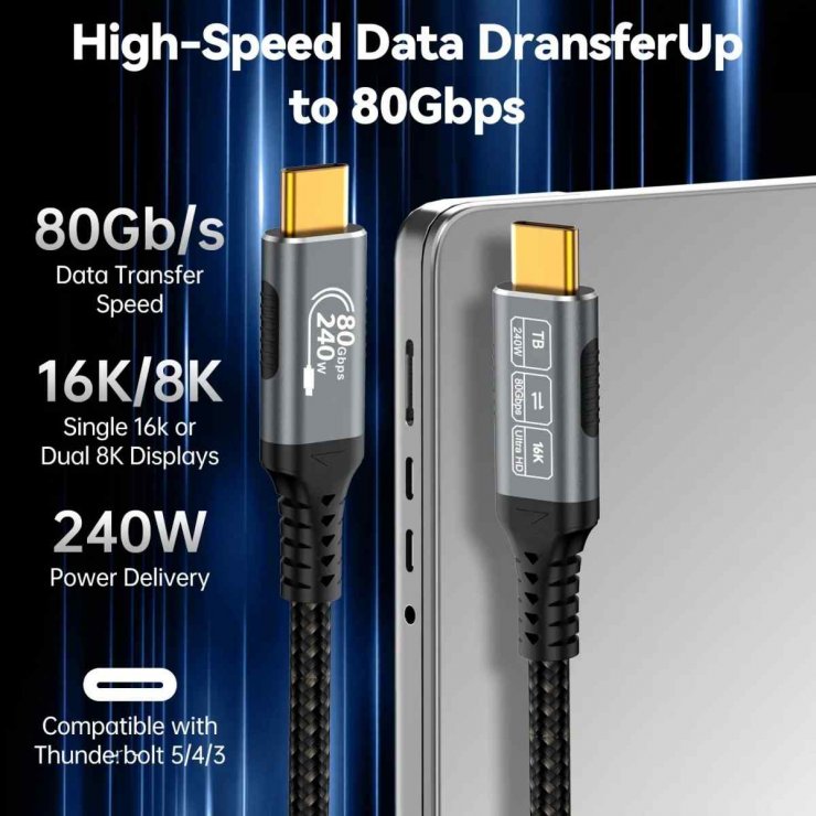 Imagine Cablu USB 4 type C 16K60Hz/4K120hz 240W 1m, ku4ca10