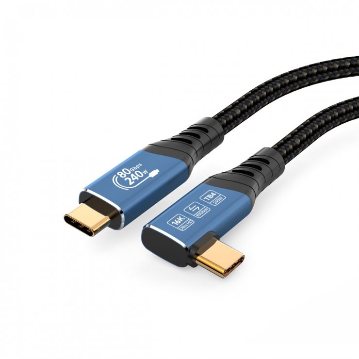 Imagine Cablu USB 4 type C 16K60Hz/4K120hz 240W drept/unghi 90 grade 1m, ku4cb10