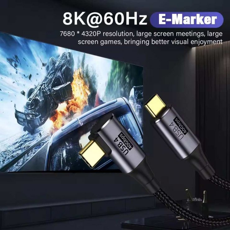 Imagine Cablu USB4 Gen3x2 40Gbps 8K60Hz 240W drept/unghi 90 grade T-T 1.2m, ku4cu12