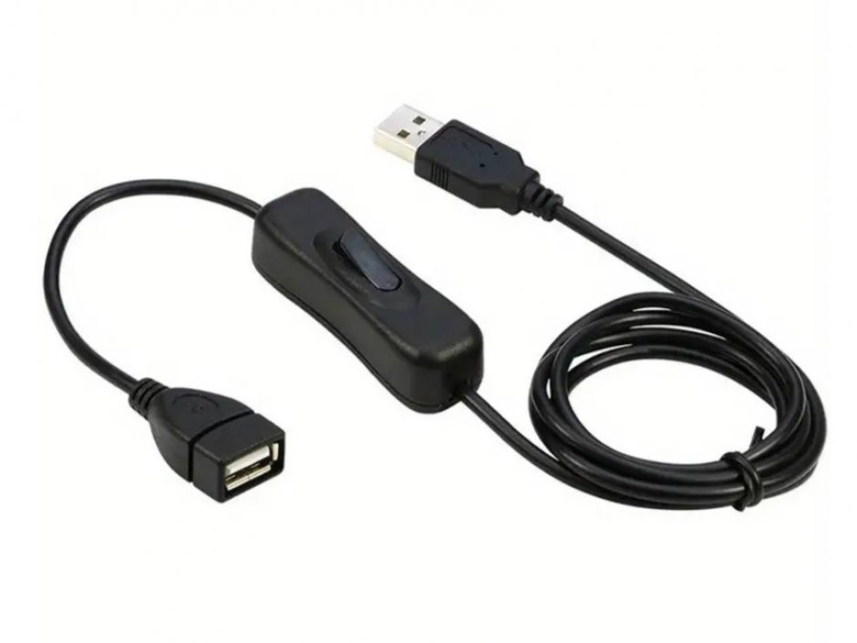 Imagine Cablu prelungitor incarcare USB-A T-M cu switch ON/OFF 1m, kupaasw1