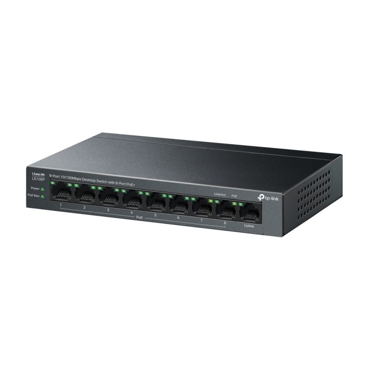 Imagine Switch Desktop 9 porturi 10/100Mbps cu 8 port PoE+, TP-LINK LS109P