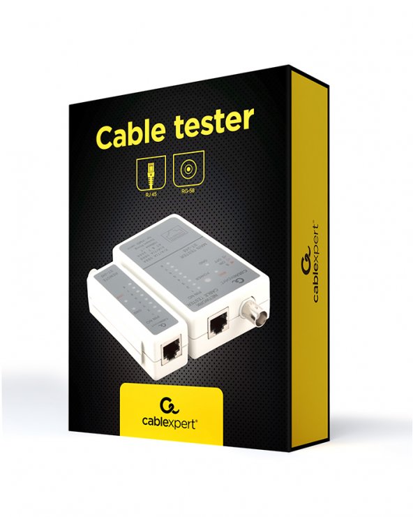Imagine Tester pentru cablu RJ 45, RG 58, Gembird NCT-1