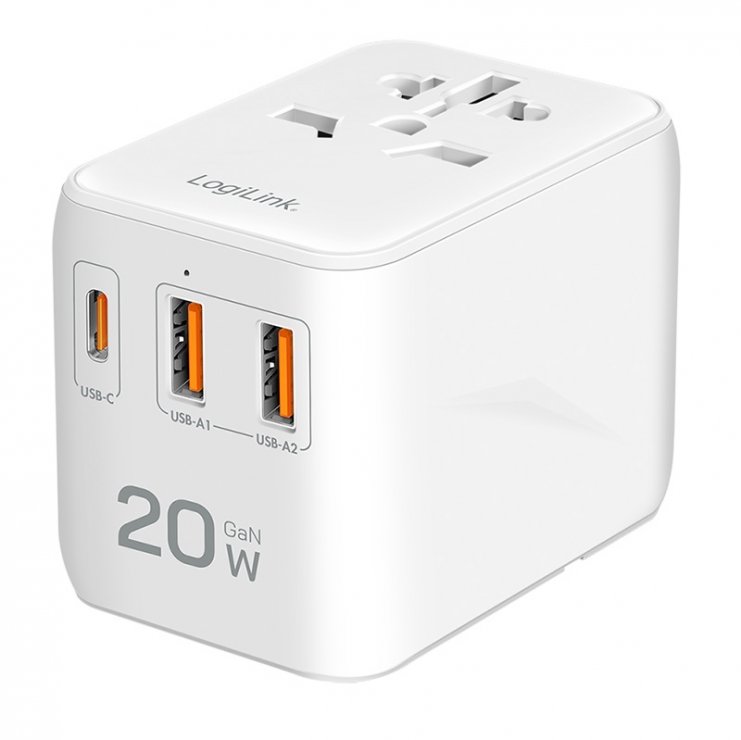 Imagine Incarcator universal cu 2 x USB-A + 1 x USB-C PD 20W, Logilink PA0356