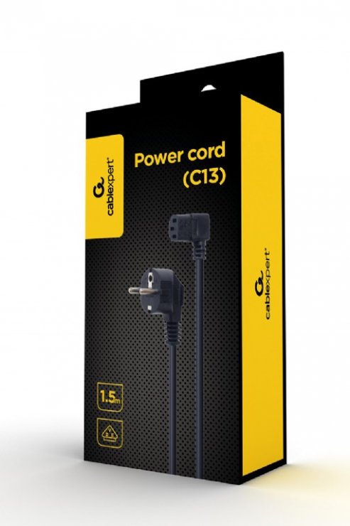 Imagine Cablu alimentare PC C13 1.5m unghi 90 grade, Gembird PC-186A-VDE1B-1.5M