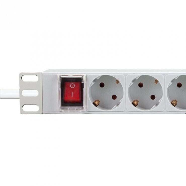 Imagine Prelungitor PDU 19" cu 9 prize Schuko + switch 2m Gri, Logilink PDU9C04