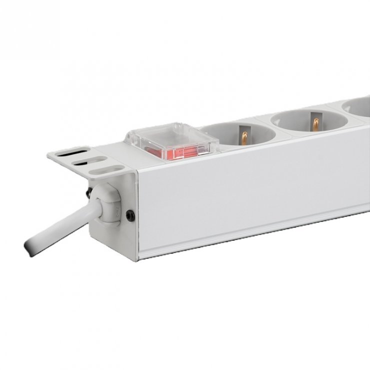 Imagine Prelungitor PDU 19" cu 9 prize Schuko + switch 2m Gri, Logilink PDU9C04