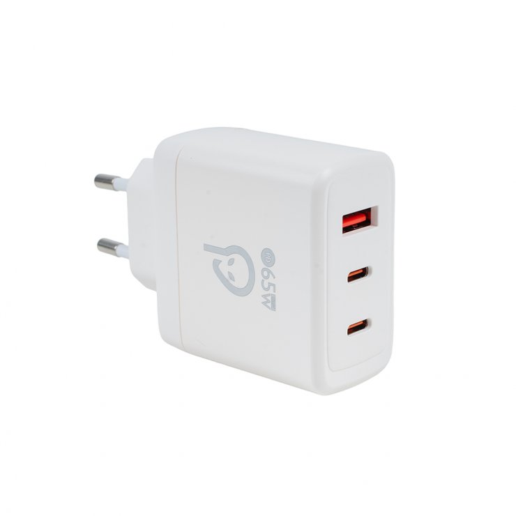 Imagine Incarcator priza 1 x USB-A + 2 x USB type C 65W Alb, Spacer SPAR-TRIOQ-04