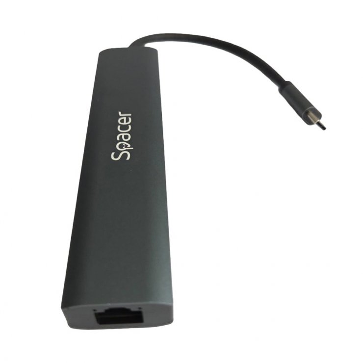 Imagine Docking station USB type C la HDMI 4K30Hz/3xUSB-A/Gigabit + PD 100W, Spacer SPDS-TypeC-HUPG-6in1-04