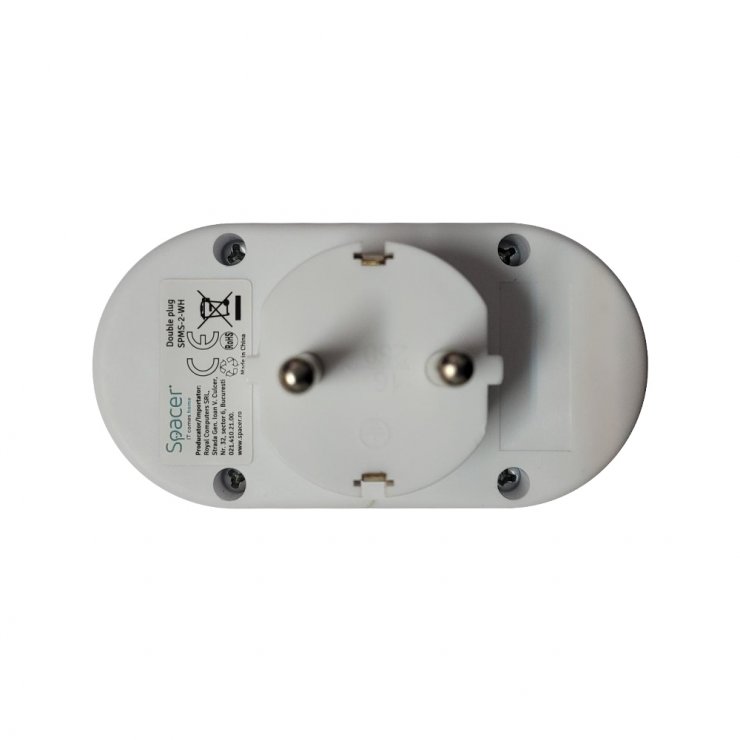 Imagine Dublu stecher Schuko Alb, Spacer SPMS-2-WH
