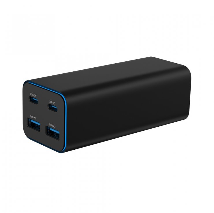Imagine Incarcator priza Fast charger cu 2 x USB-A + 2 x USB-C 100W GaN, Gembird TA-UC-2A2C-PD100-01-BK