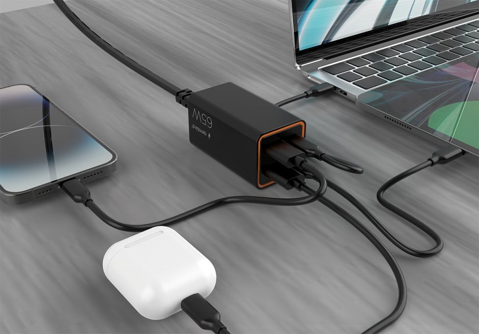 Imagine Incarcator priza Fast charger cu 2 x USB-A + 2 x USB-C 65W GaN, Gembird TA-UC-2A2C-PD65-01-BK