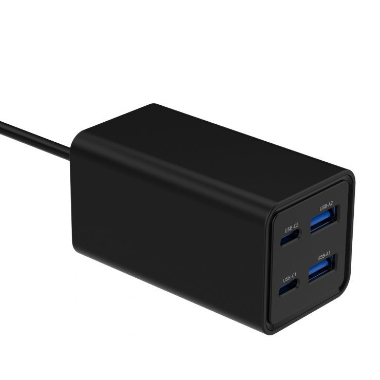 Imagine Incarcator priza Fast charger cu 2 x USB-A + 2 x USB-C 65W GaN, Gembird TA-UC-2A2C-PD65-01-BK