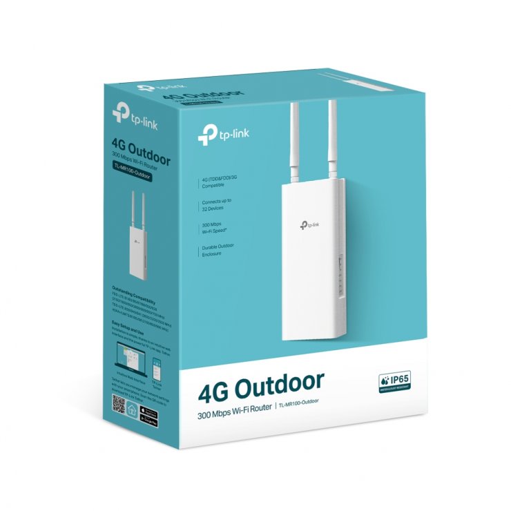 Imagine Router Wi-Fi Outdoor 4G 300 Mbps, TP-LINK TL-MR100-OUTDOOR