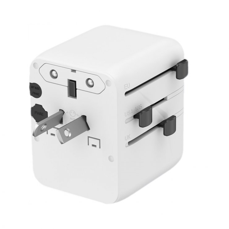 Imagine Incarcator priza universal US/UK/EU/AU cu 1 x USB-A + 2 x USB-C 20W, Gembird TPA-1A2C20-01-W