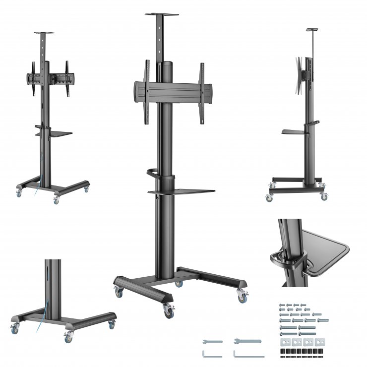 Imagine Suport podea aluminiu pentru TV 37" - 70" Negru, Gembird TVS-70T-02