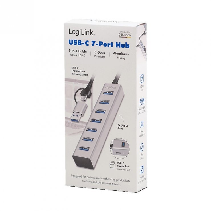 Imagine HUB USB 3.2 type C/USB-A la 7 x USB-A, Logilink UA0441