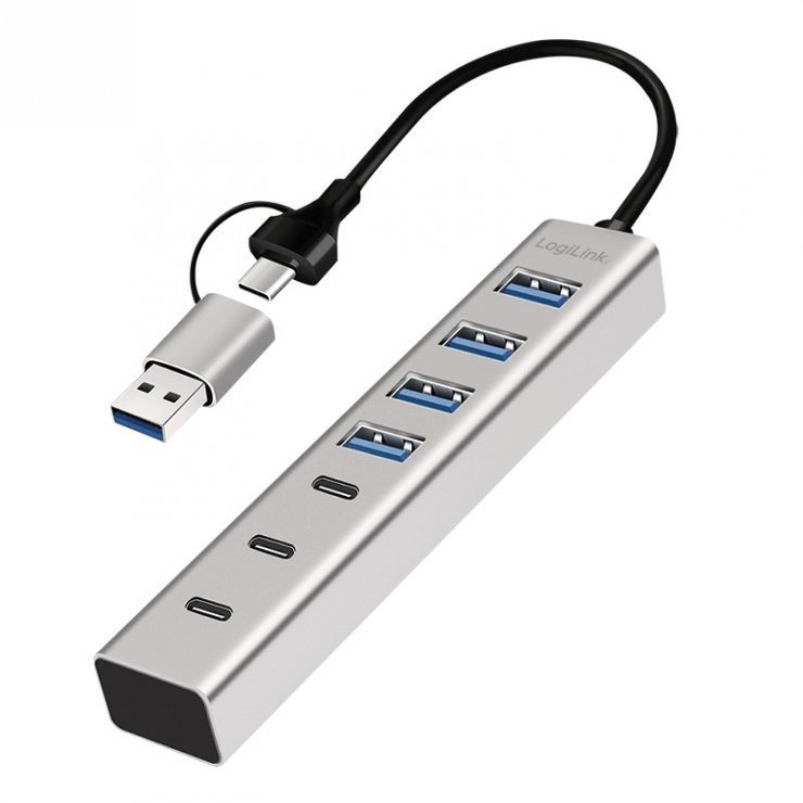 Imagine HUB USB 3.2 type C/USB-A la 4 x USB-A + 3 x USB type C, Logilink UA0442