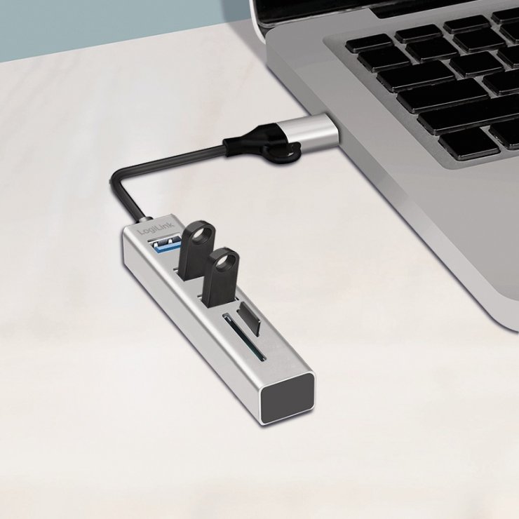 Imagine HUB USB 3.2 type C/USB-A la 3 x USB-A + SD/microSD, Logilink UA0445