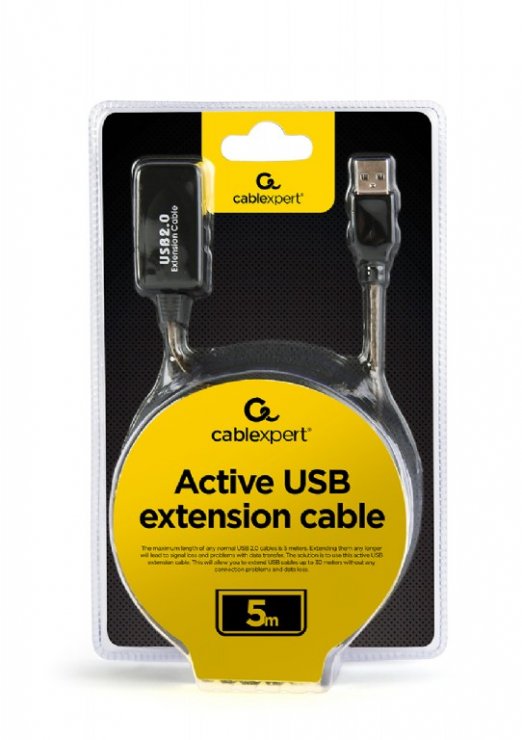 Imagine Cablu prelungitor USB 2.0 T-M 5m activ, Gembird UAE-01-5M