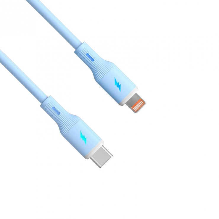 Imagine Cablu USB type C la Lightning 30W 1m Blue Silicon, Akyga AK-USB-72