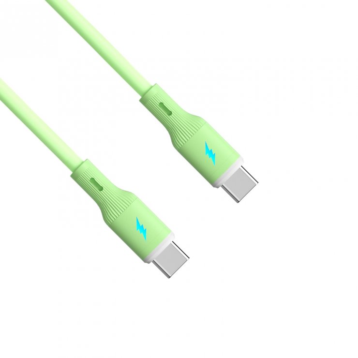Imagine Cablu USB type C la USB type C 60W 1m Verde Silicon, Akyga AK-USB-69