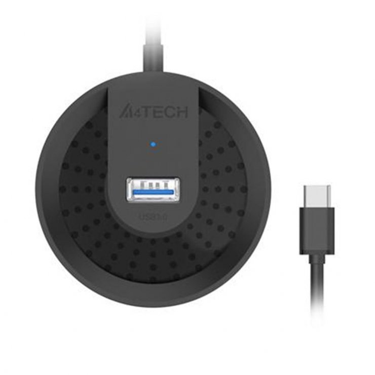 Imagine HUB  USB 3.2 type C la 4 x USB-A 0.5m Negru, A4Tech HUB-30C-BK