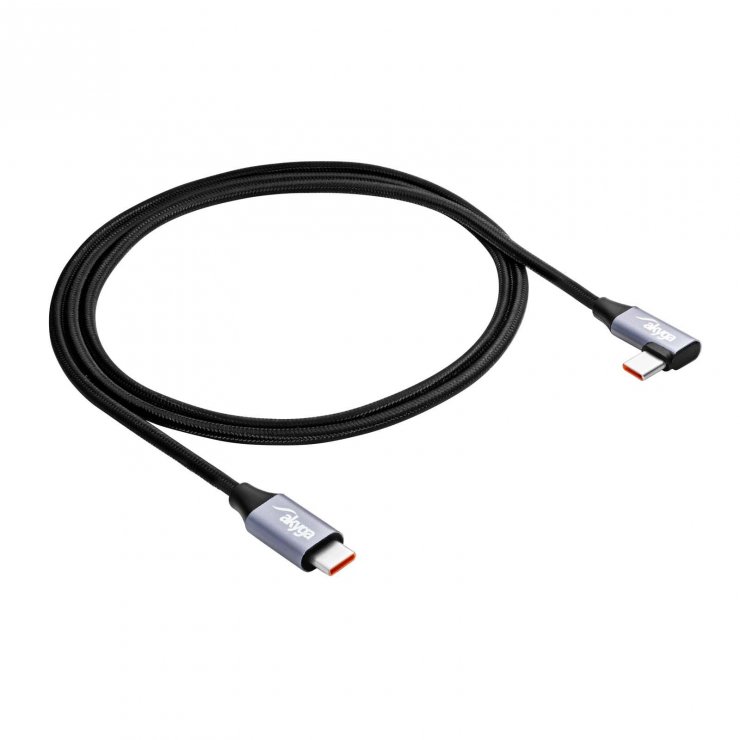 Imagine Cablu USB 2.0 type C la USB type C drept/unghi 60W 1m, Akyga AK-USB-54