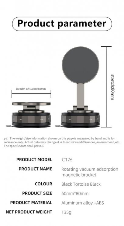 Imagine Suport cu ventuza pentru smartphone montare cu magnet Negru, XO C176