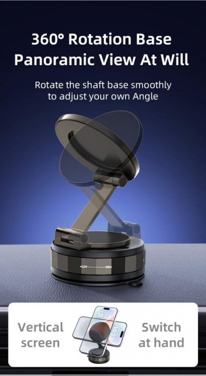 Imagine Suport cu ventuza pentru smartphone montare cu magnet Negru, XO C176