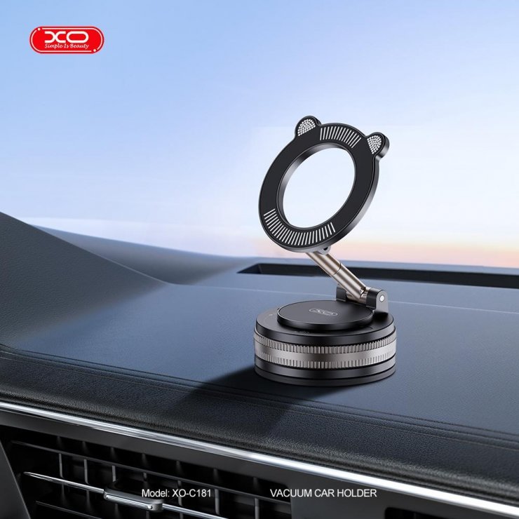 Imagine Suport cu ventuza pentru smartphone montare cu magnet Cat head Negru, XO C181