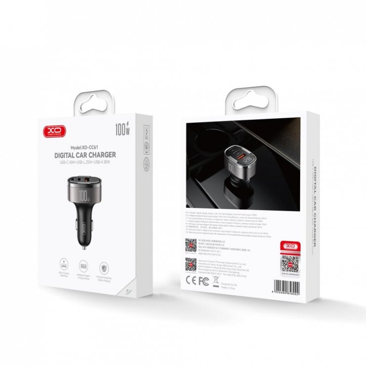 Imagine Incarcator auto USB-A + USB type C + Lightning 100W, XO CC61