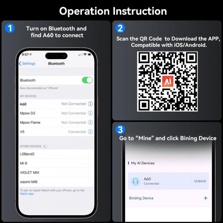 Imagine Casti wireless HF TWS Smart Ai translation Negru, XO G36